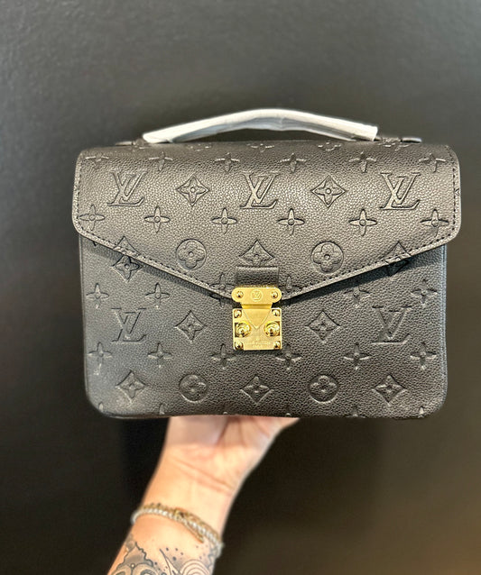 BLACK STAMPED LV CROSSBODY