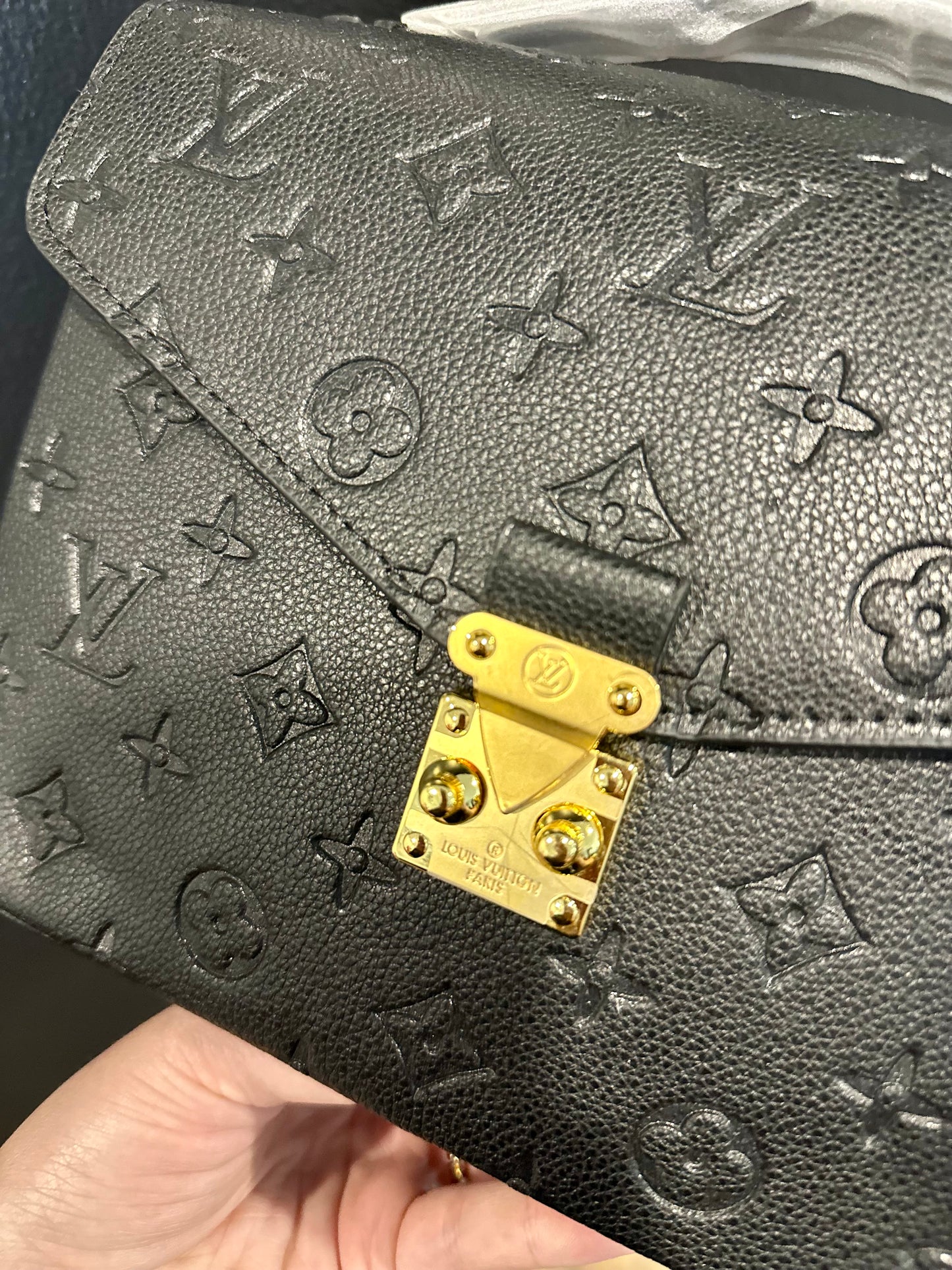 BLACK STAMPED LV CROSSBODY