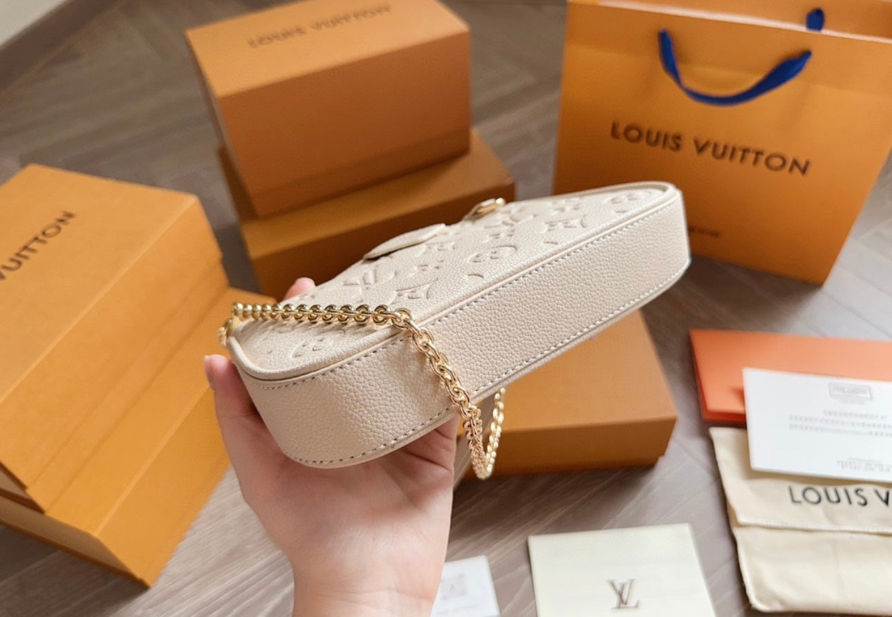 WHITE LV MULTI STRAP WITH CHAIN