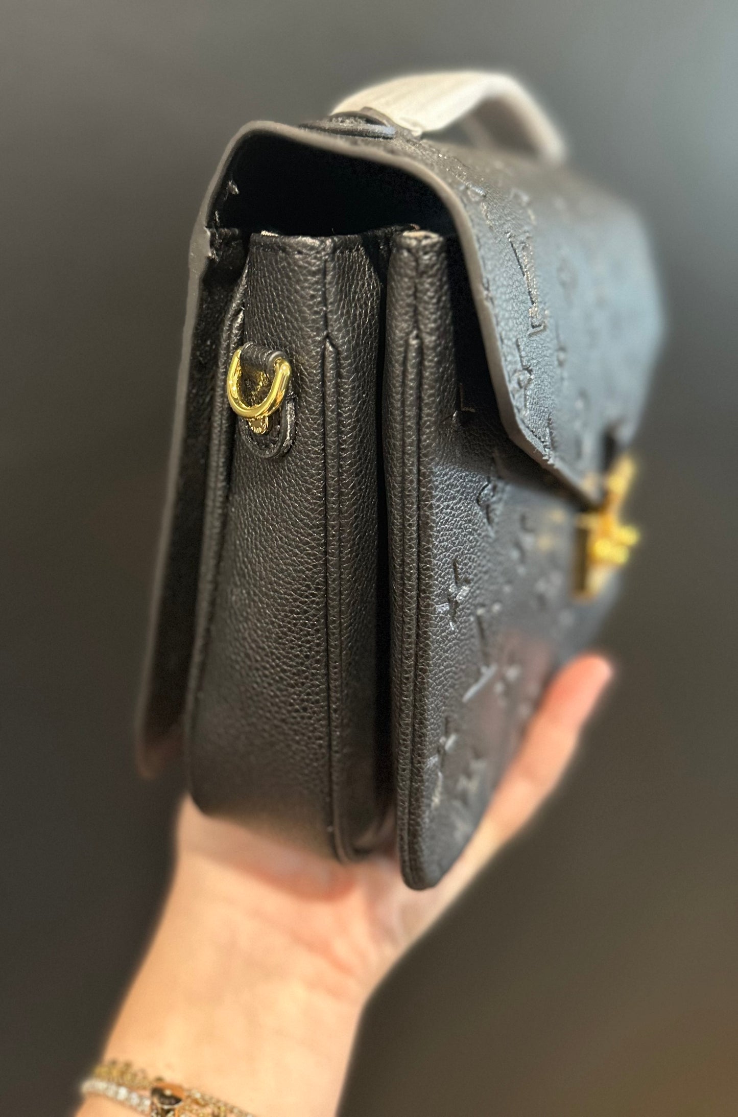 BLACK STAMPED LV CROSSBODY